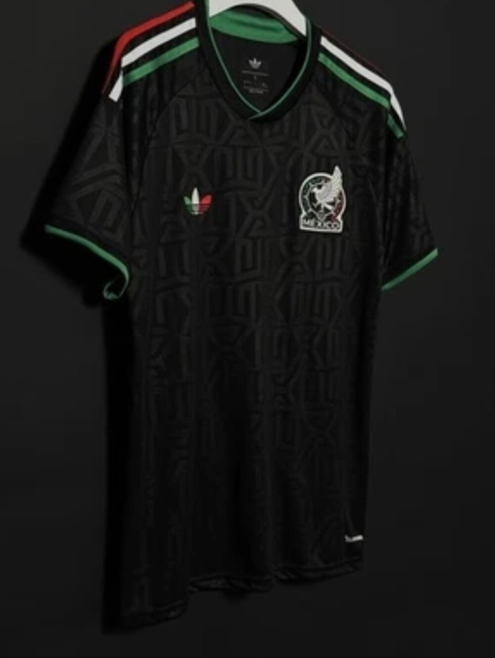Men's Black Mexico Soccer Jersey with Green & White Trim